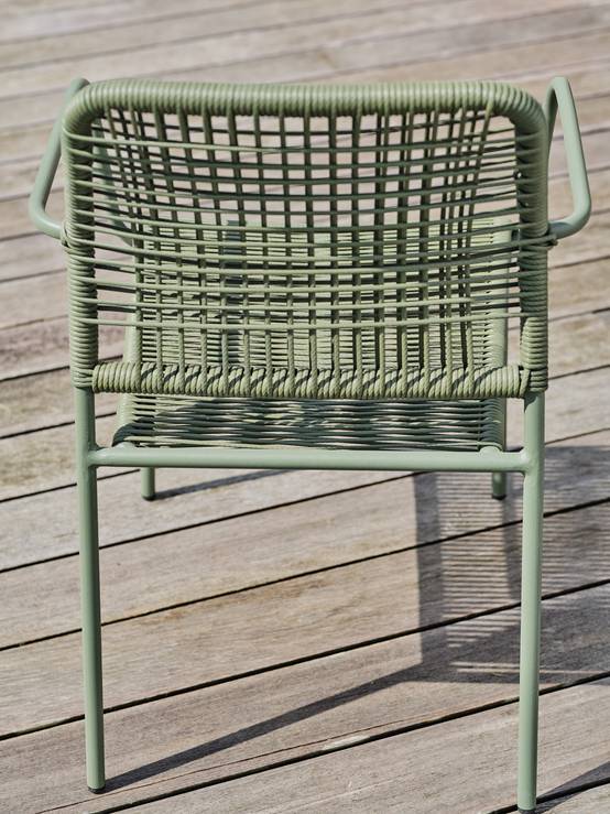 Fauteuil de jardin empilable en corde et acier - Vert olive - MARCEAU - Image 4