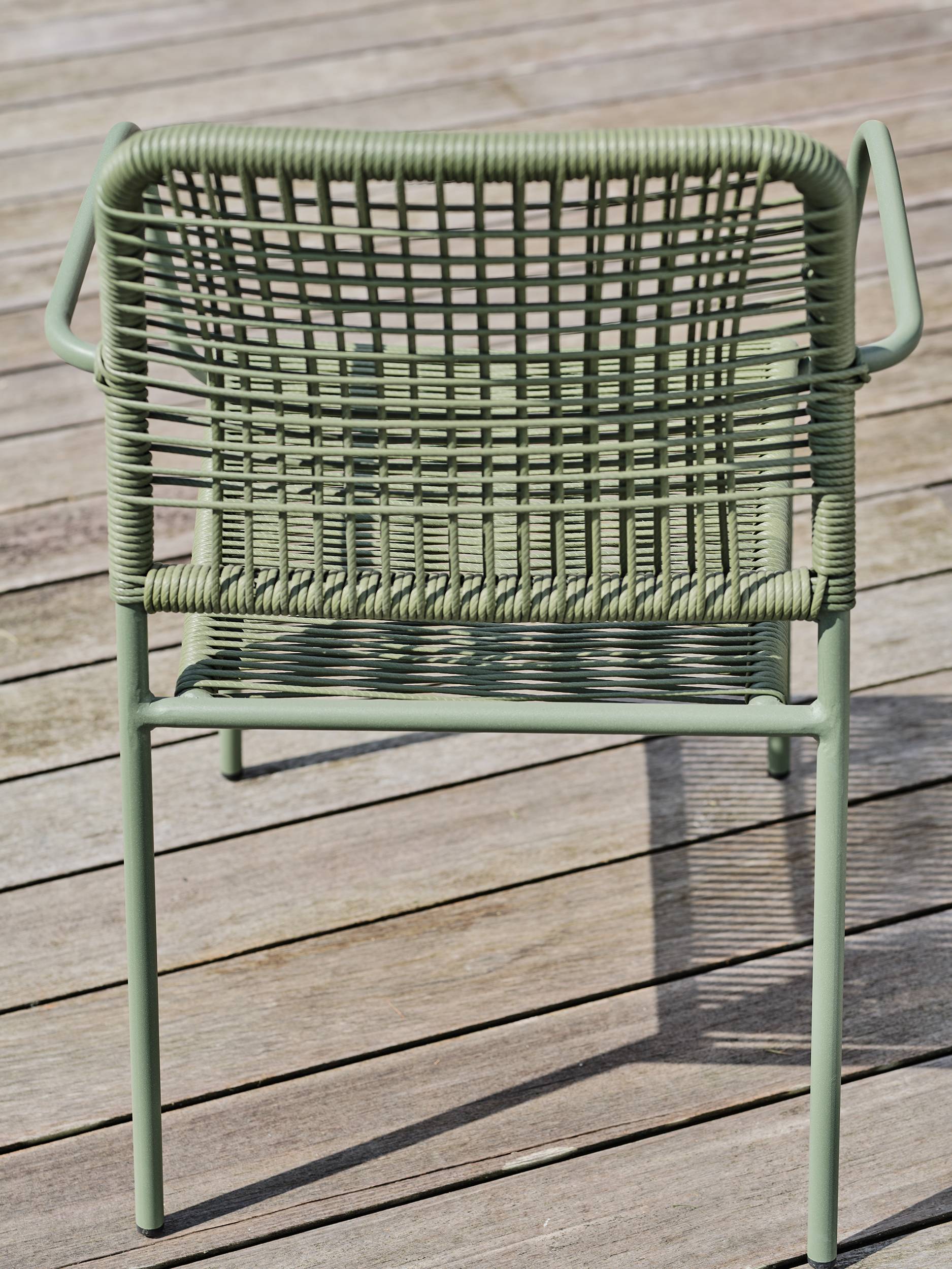 Fauteuil de jardin empilable en corde et acier - Vert olive - MARCEAU - Image 4