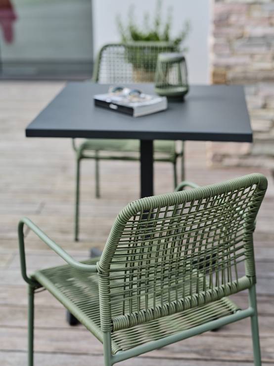 Fauteuil de jardin empilable en corde et acier - Vert olive - MARCEAU - Image 6