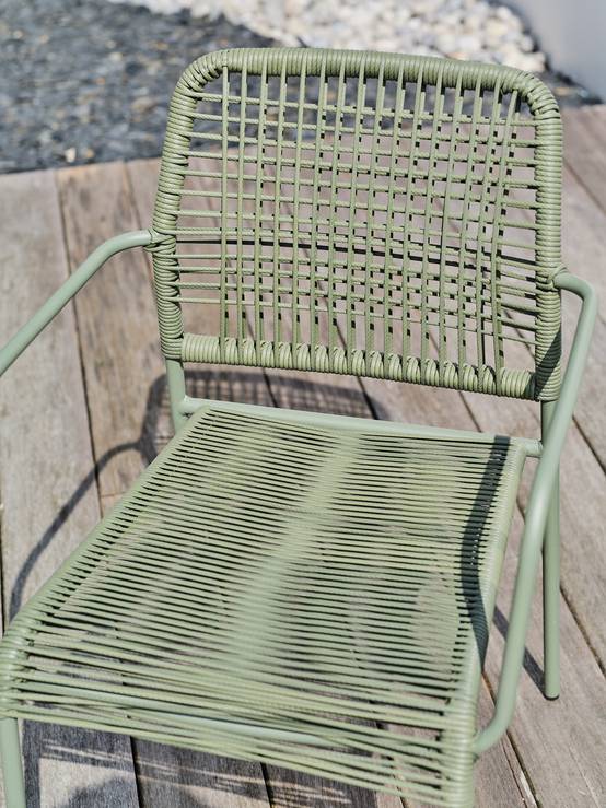 Fauteuil de jardin empilable en corde et acier - Vert olive - MARCEAU - Image 3