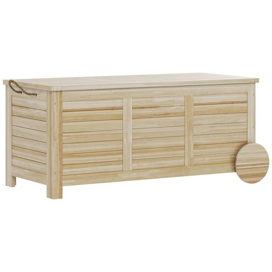 Outsunny - Coffre de jardin 185L banc dim. 110 x 50 x 50 cm - 2 roues, poignée, compas - bois sapin pré-huilé - Outsunny - Image 1