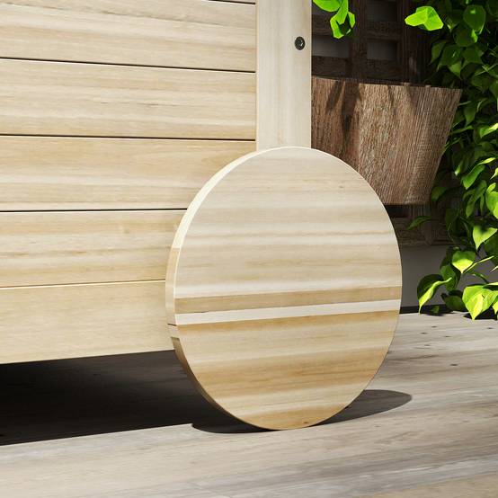 Outsunny - Coffre de jardin 185L banc dim. 110 x 50 x 50 cm - 2 roues, poignée, compas - bois sapin pré-huilé - Outsunny - Image 8