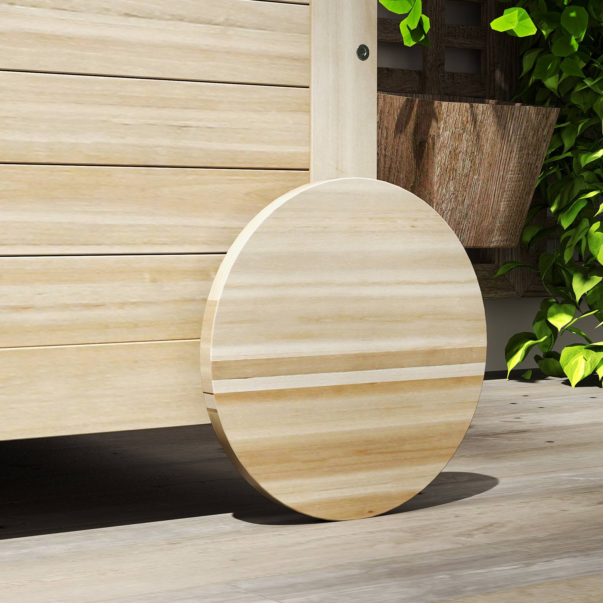Outsunny - Coffre de jardin 185L banc dim. 110 x 50 x 50 cm - 2 roues, poignée, compas - bois sapin pré-huilé - Outsunny - Image 8