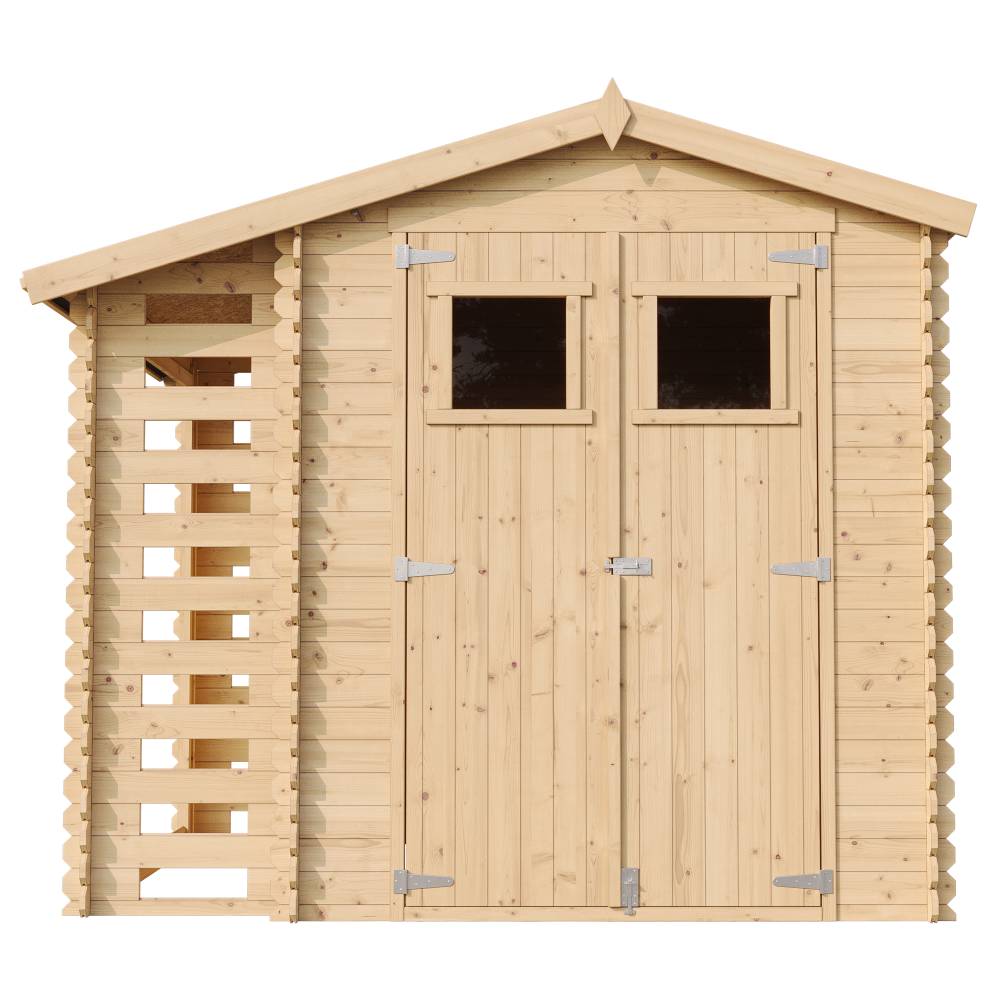 Timbela - Abri de jardin en bois et range bûches extérieur I206xL272xH218 cm/ 3,53+0,97 m² - 19 mm d’épaisseur - Timbela M386 - Image 3
