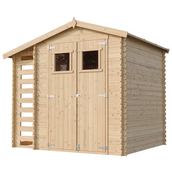 Timbela - Abri de jardin en bois et range bûches extérieur I206xL272xH218 cm/ 3,53+0,97 m² - 19 mm d’épaisseur - Timbela M386 - Image 4