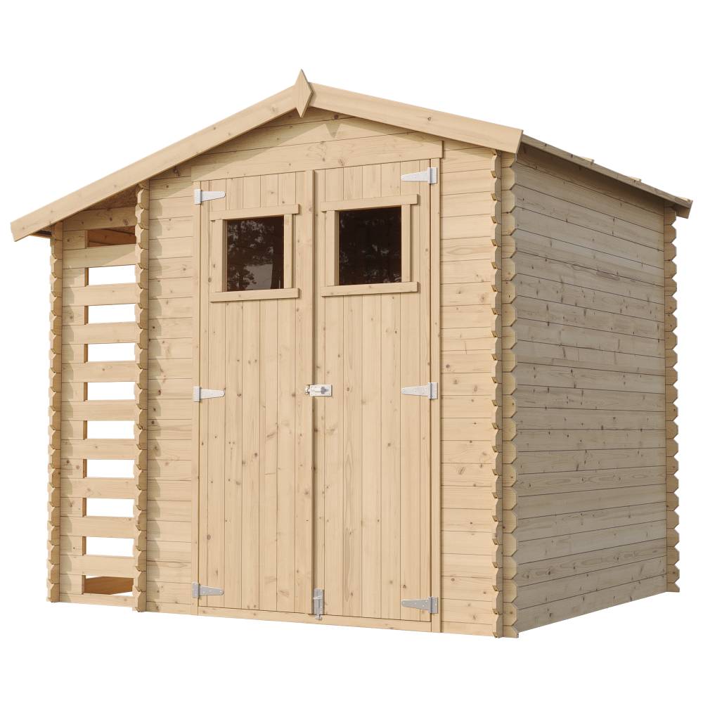 Timbela - Abri de jardin en bois et range bûches extérieur I206xL272xH218 cm/ 3,53+0,97 m² - 19 mm d’épaisseur - Timbela M386 - Image 4