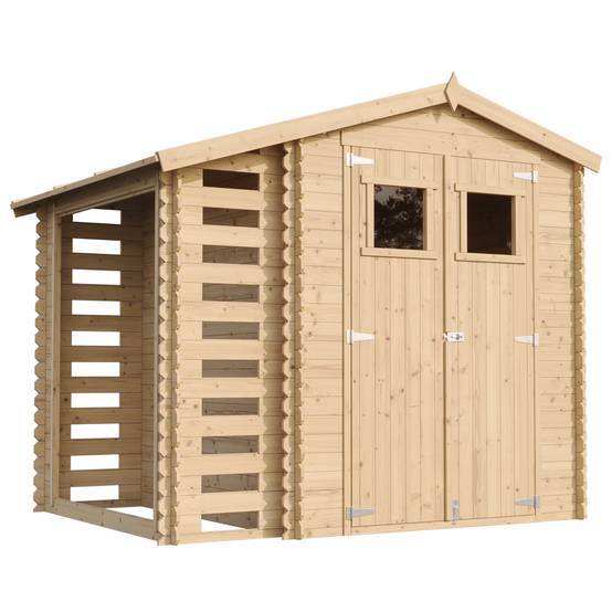 Timbela - Abri de jardin en bois et range bûches extérieur I206xL272xH218 cm/ 3,53+0,97 m² - 19 mm d’épaisseur - Timbela M386 - Image 2