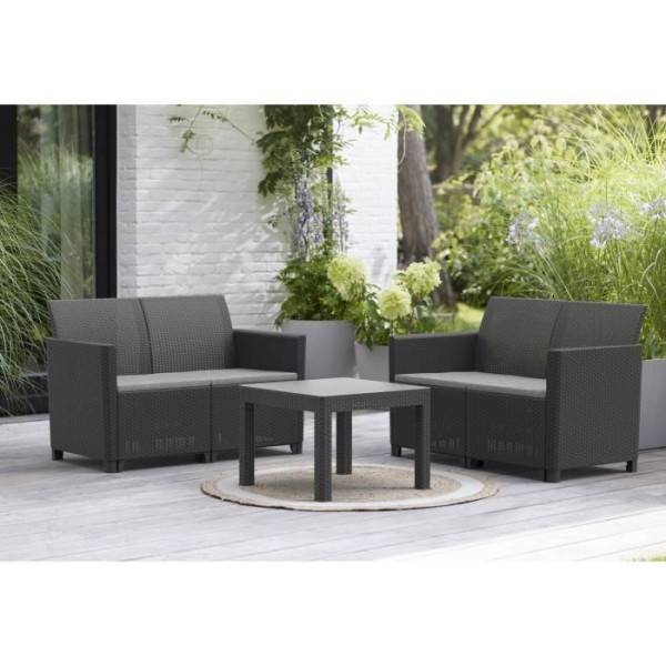 Keter - Salon de jardin modulable en résine imitation rotin tressé - Noir - KETER - 4 personnes - MARIE - Image 3
