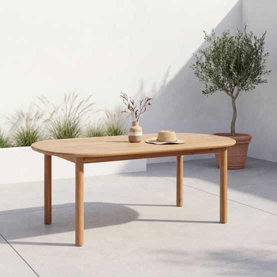 sweeek - Table de jardin rectangulaire bois d'acacia 6 places naturel - Sorrento | sweeek - Image 1