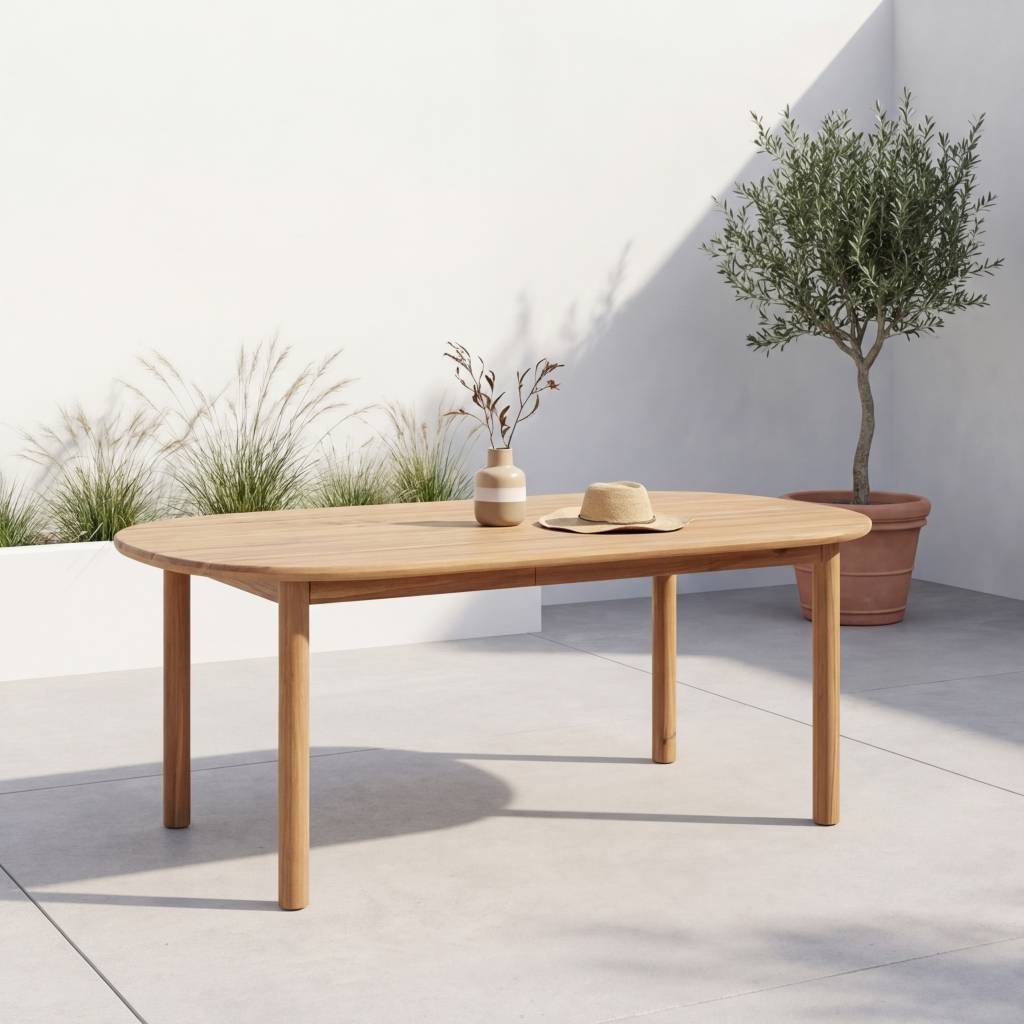 sweeek - Table de jardin rectangulaire bois d'acacia 6 places naturel - Sorrento | sweeek - Image 1