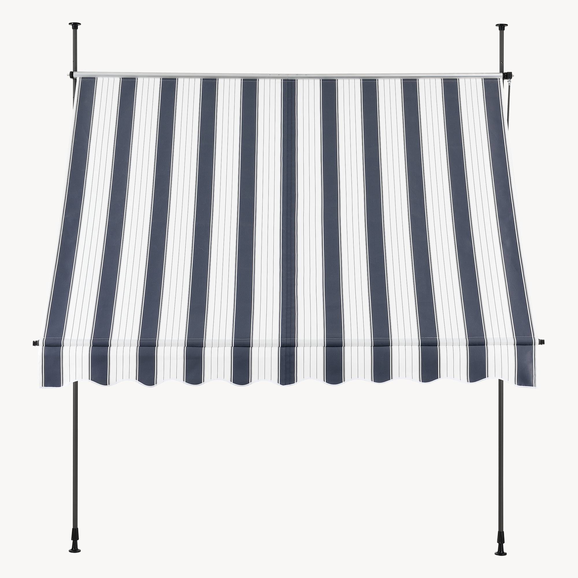 Pro.Tec - Store Banne Téléscopique Acier Polyester 250 x 120 x 220-309 cm Bleu Foncé Blanc [pro.tec] - Imagen 8