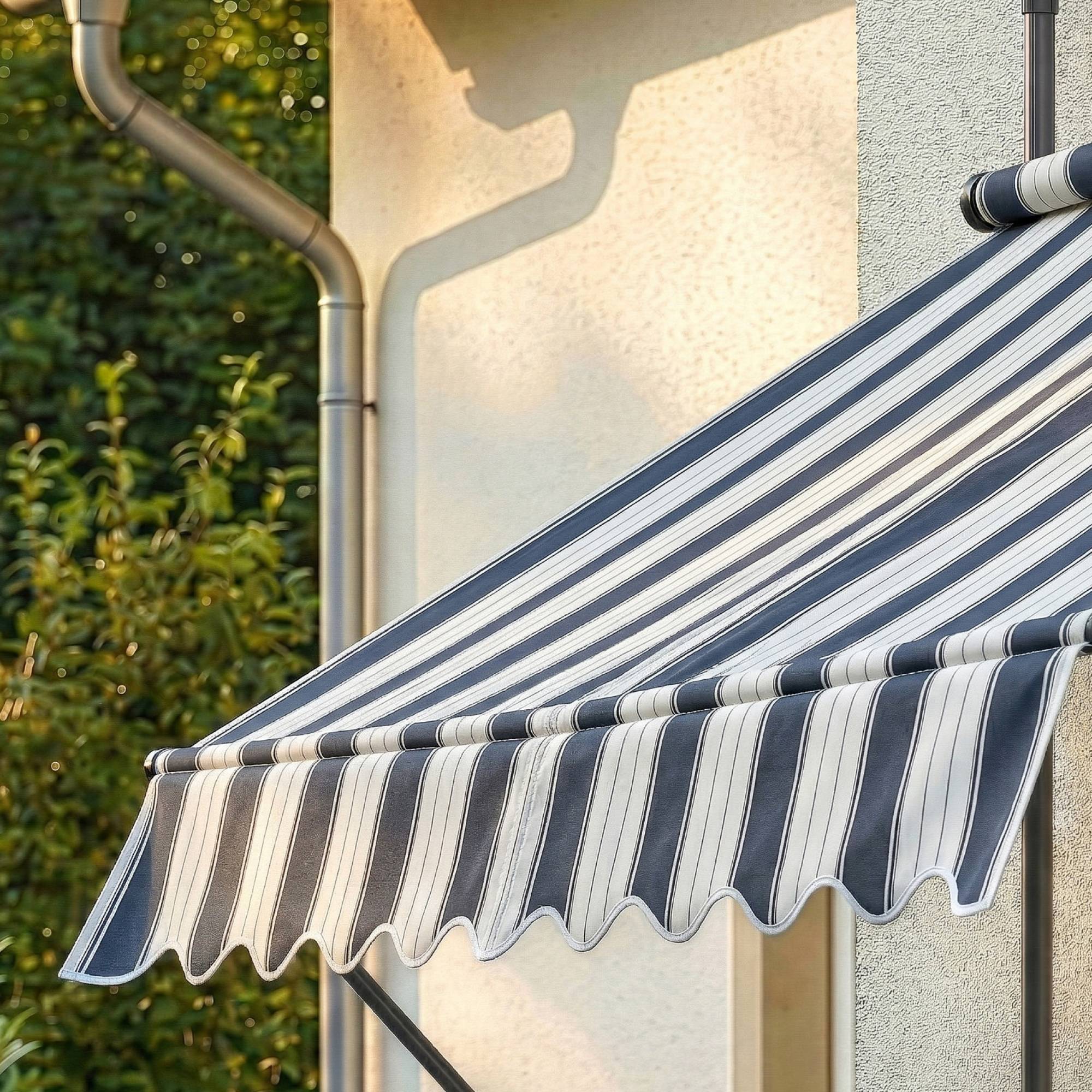 Pro.Tec - Store Banne Téléscopique Acier Polyester 250 x 120 x 220-309 cm Bleu Foncé Blanc [pro.tec] - Imagen 5