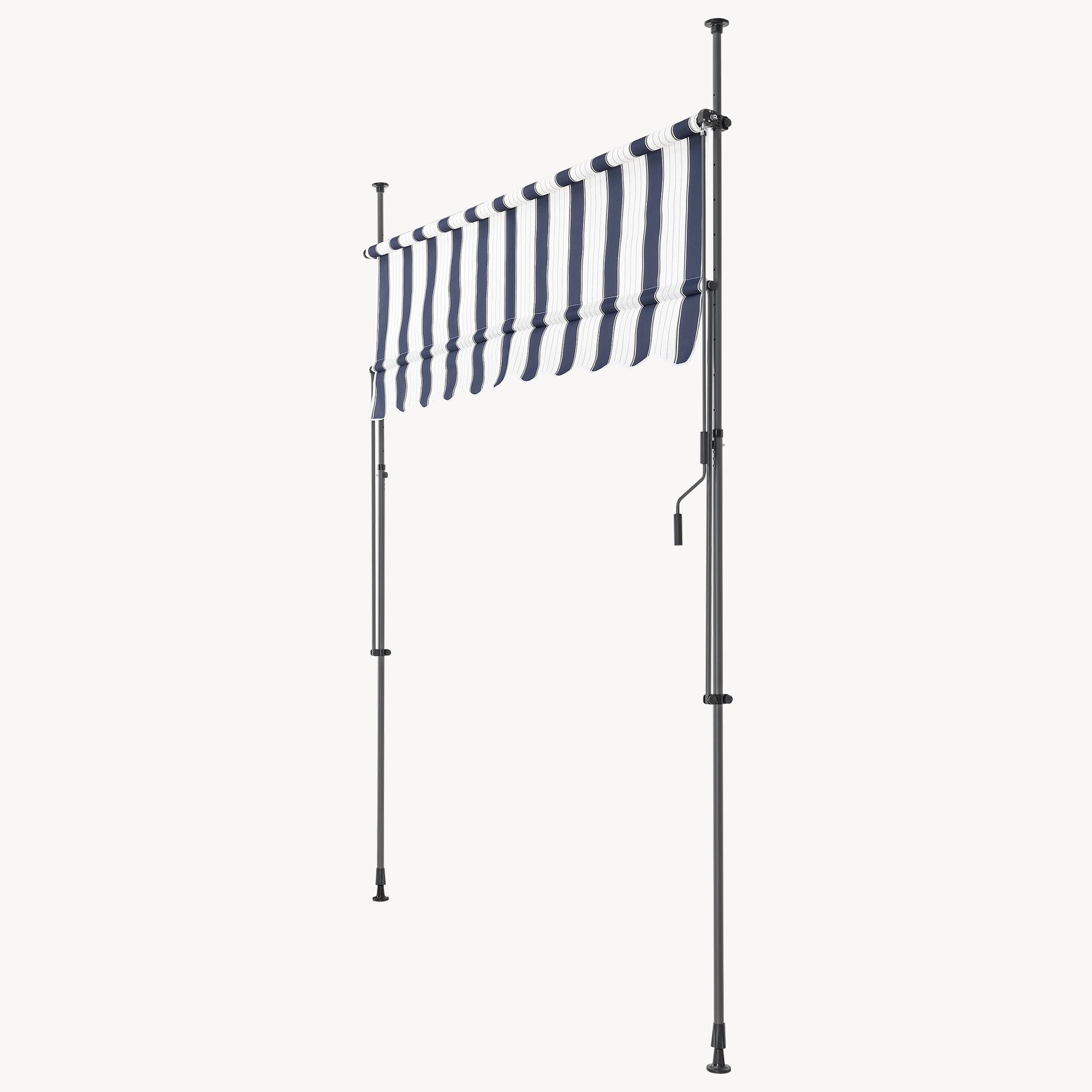 Pro.Tec - Store Banne Téléscopique Acier Polyester 250 x 120 x 220-309 cm Bleu Foncé Blanc [pro.tec] - Imagen 7