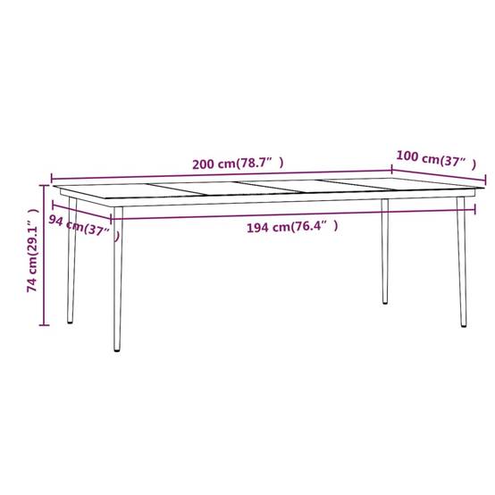 Salon de Jardin 8 Personnes Résine Tressée Noire, Grande Table 200cm et Coussins Gris – ComfortXL Outdoor Living - Image 8