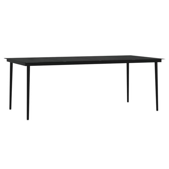 Salon de Jardin 8 Personnes Résine Tressée Noire, Grande Table 200cm et Coussins Gris – ComfortXL Outdoor Living - Image 5