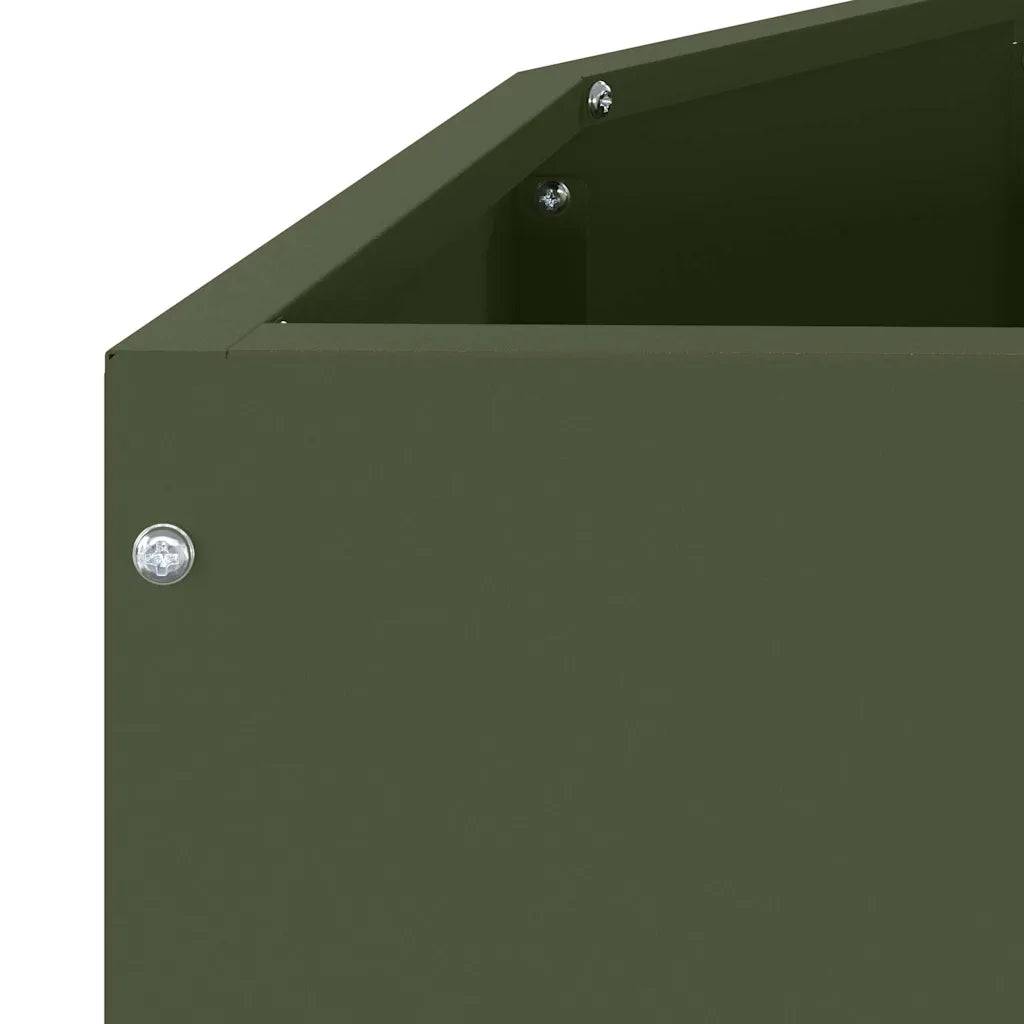 Helloshop26 - Jardinière demi-ronde moderne extérieur 120 x 60 x 50 cm esthétique chic en acier vert olive - Image 6
