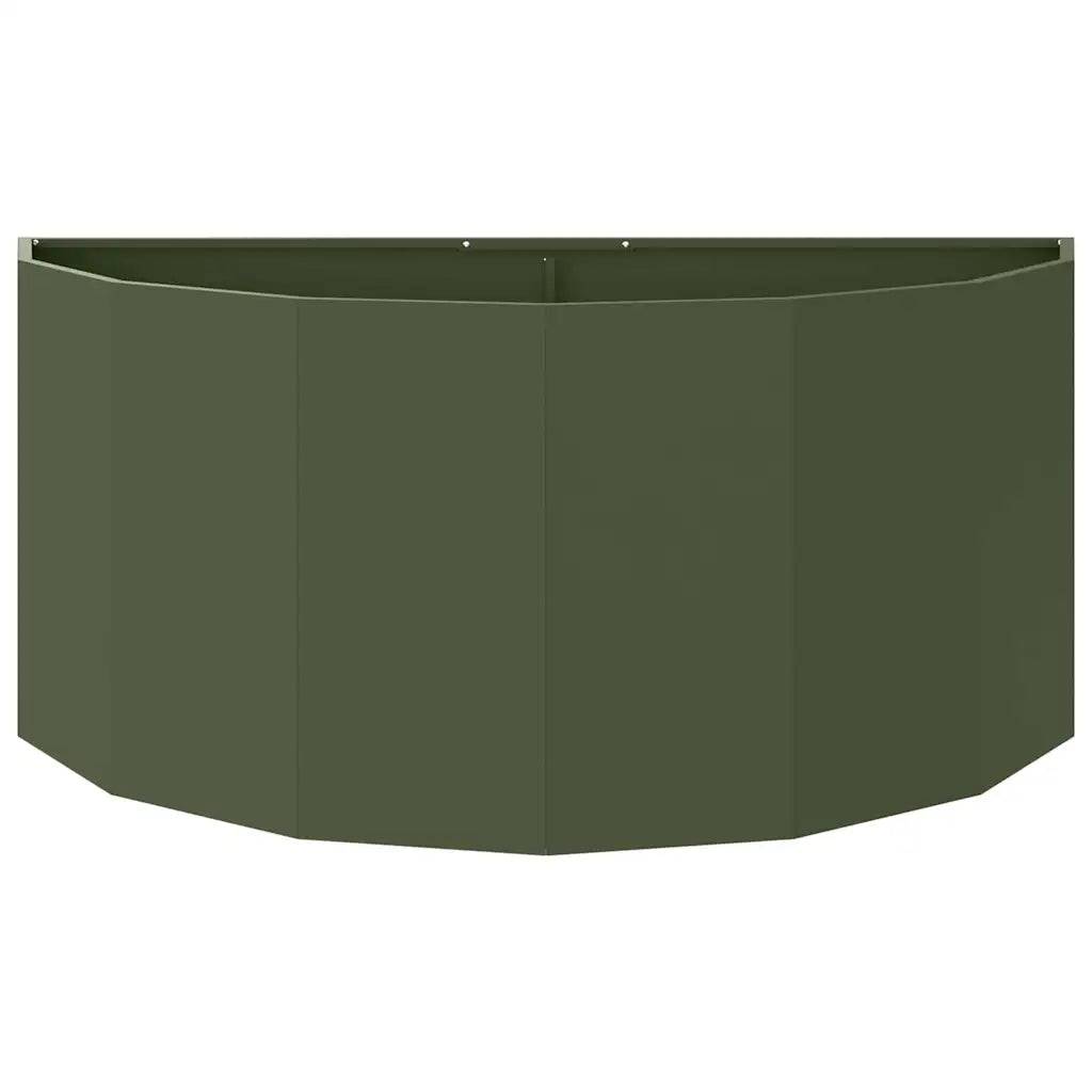 Helloshop26 - Jardinière demi-ronde moderne extérieur 120 x 60 x 50 cm esthétique chic en acier vert olive - Image 2