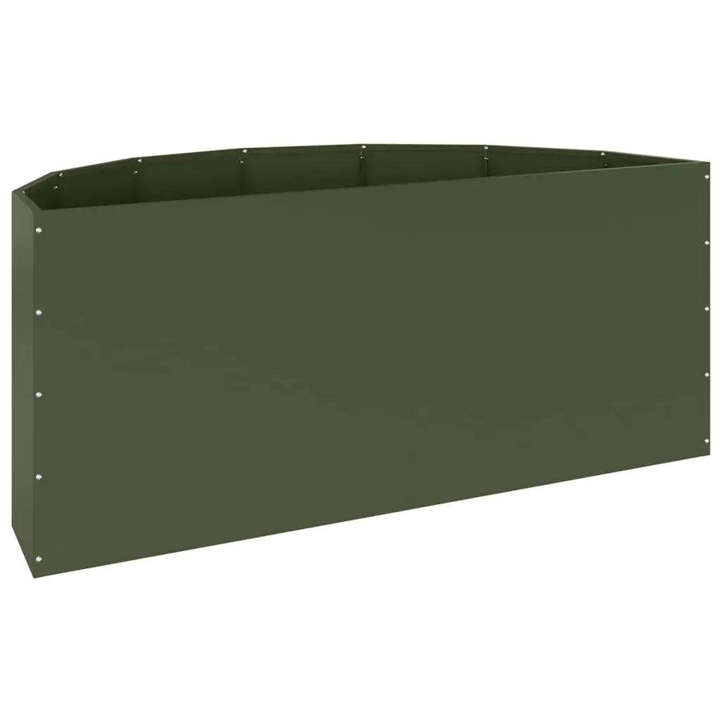 Helloshop26 - Jardinière demi-ronde moderne extérieur 120 x 60 x 50 cm esthétique chic en acier vert olive - Image 4