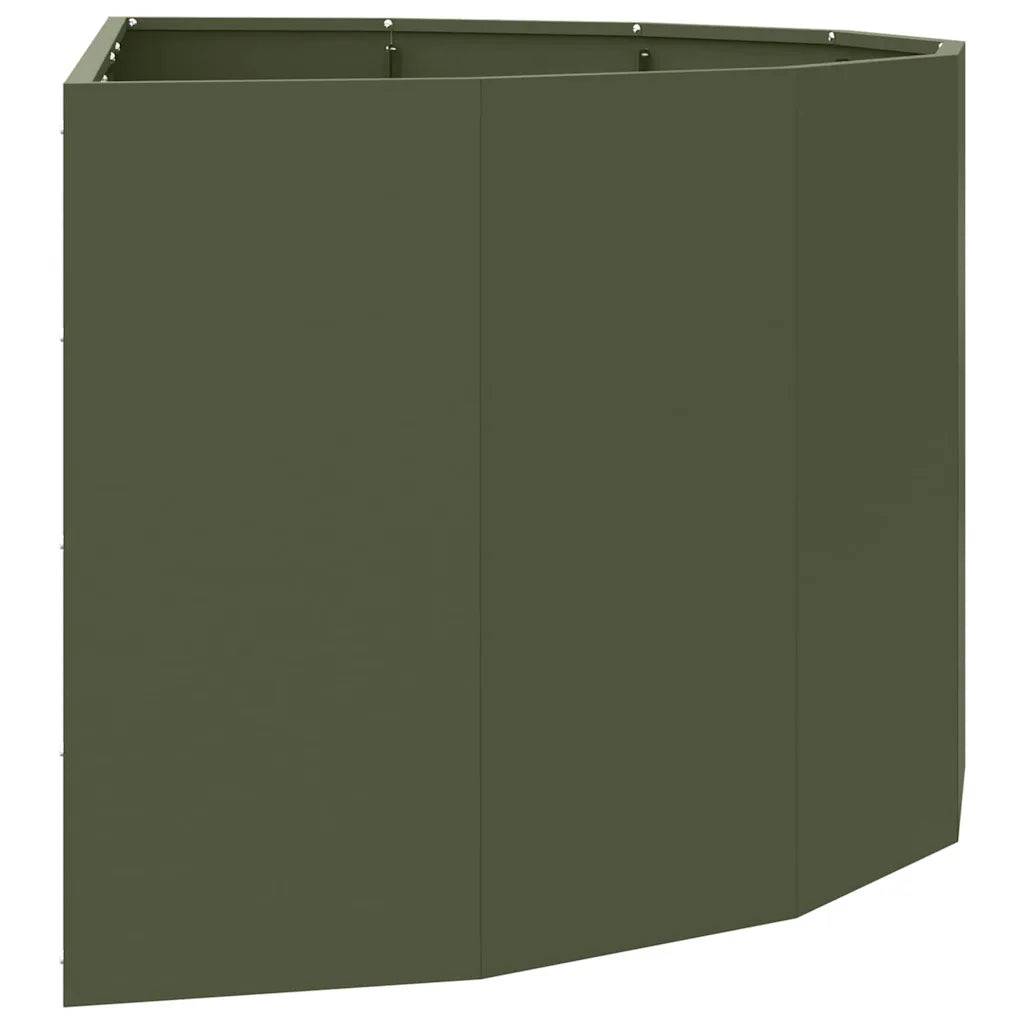 Helloshop26 - Jardinière demi-ronde moderne extérieur 120 x 60 x 50 cm esthétique chic en acier vert olive - Image 3