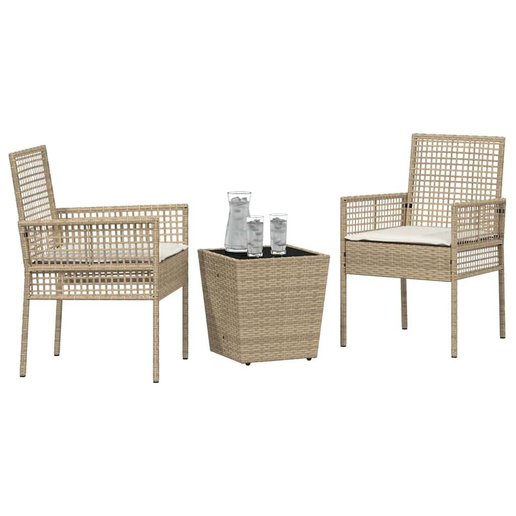Vidaxl - Ensemble bistro de jardin 3 pcs-Salons de jardin Beige polyrotin 801254 - Image 3