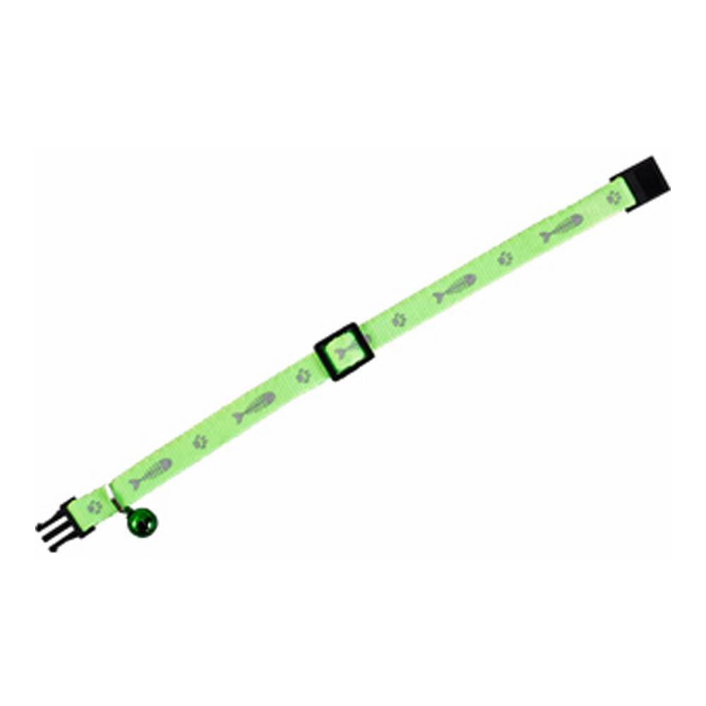 Collier réglable de 20 à 35 cm vert  motif poisson  + clochette pour chat - Imagen 2
