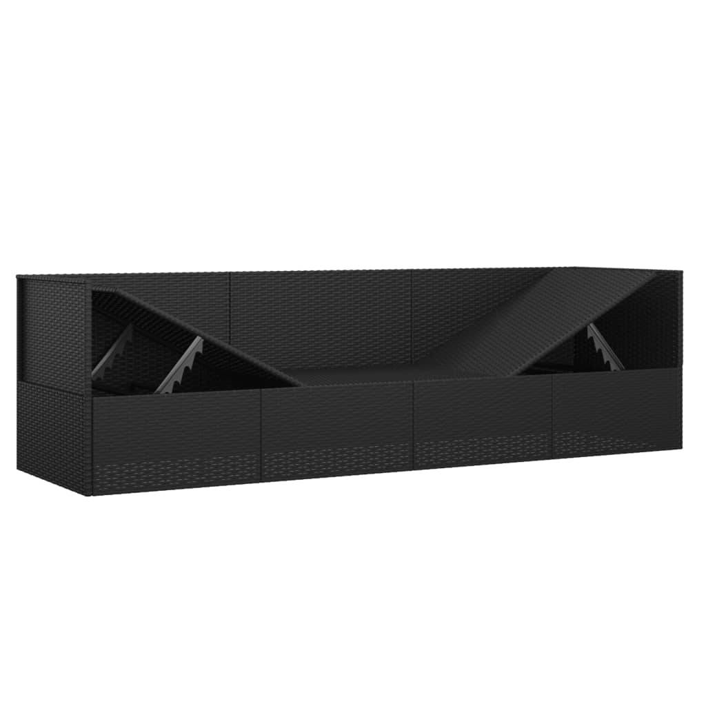 Lit de soleil résine tressée jardin relaxation ajustable coussins noirs - ComfortXL Outdoor Living - Image 7