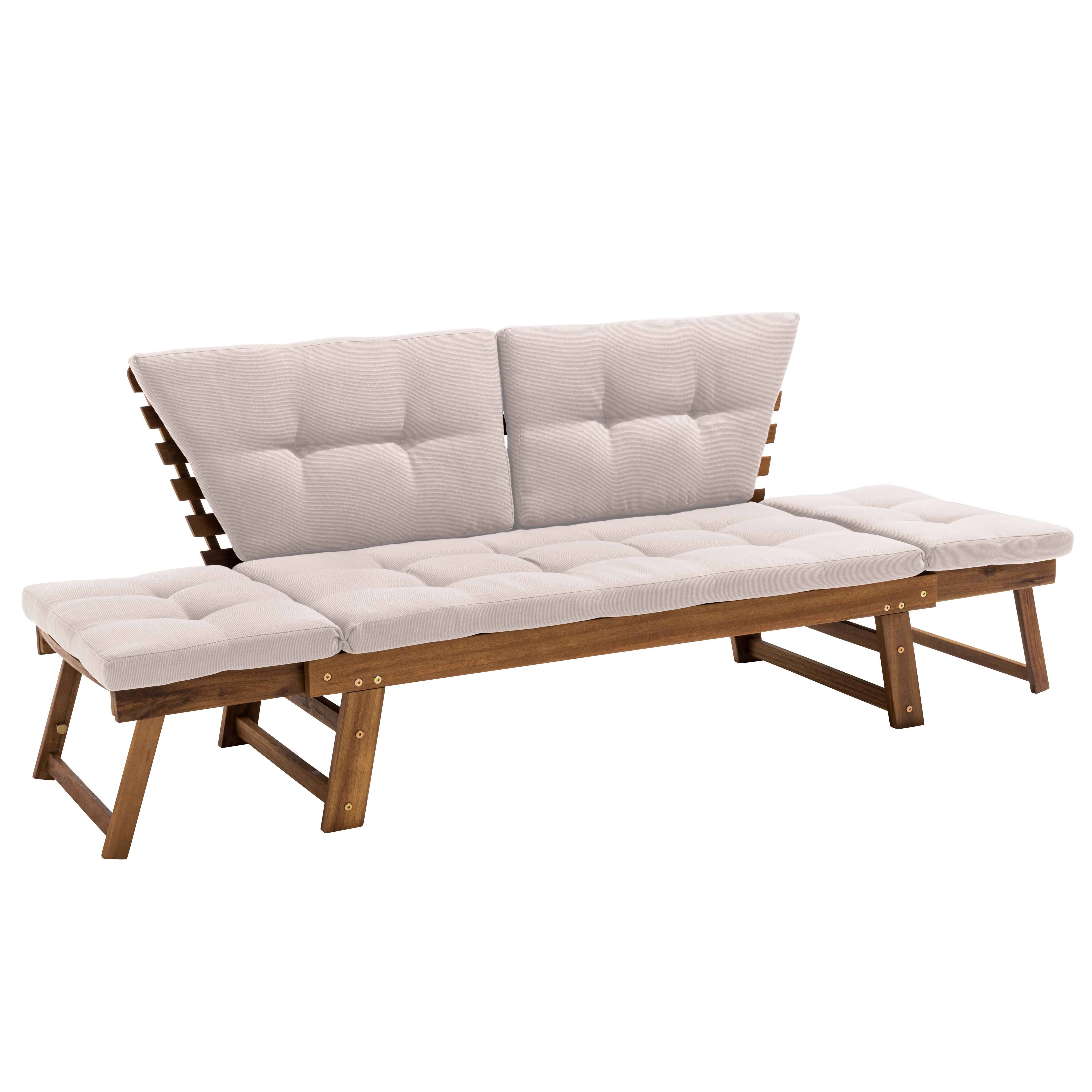 Oviala - Canapé de jardin relax en bois d'acacia écru Belize - Oviala - Imagen 4