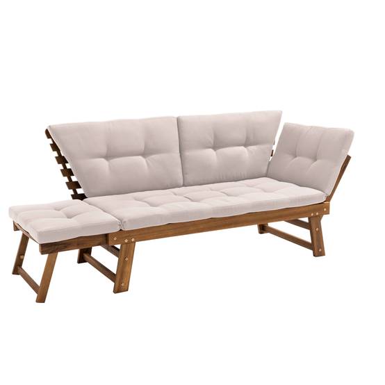 Oviala - Canapé de jardin relax en bois d'acacia écru Belize - Oviala - Imagen 5