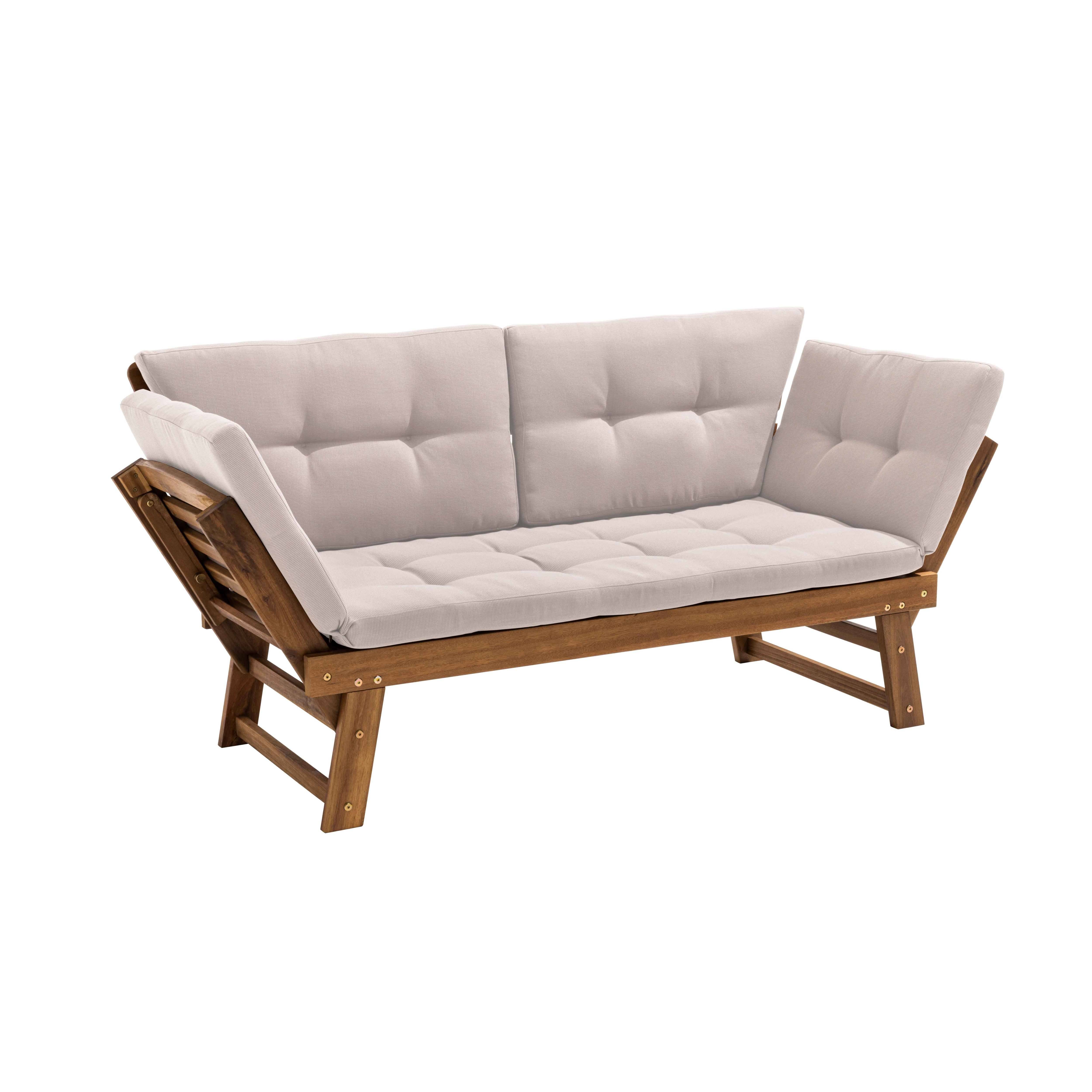 Oviala - Canapé de jardin relax en bois d'acacia écru Belize - Oviala - Imagen 1