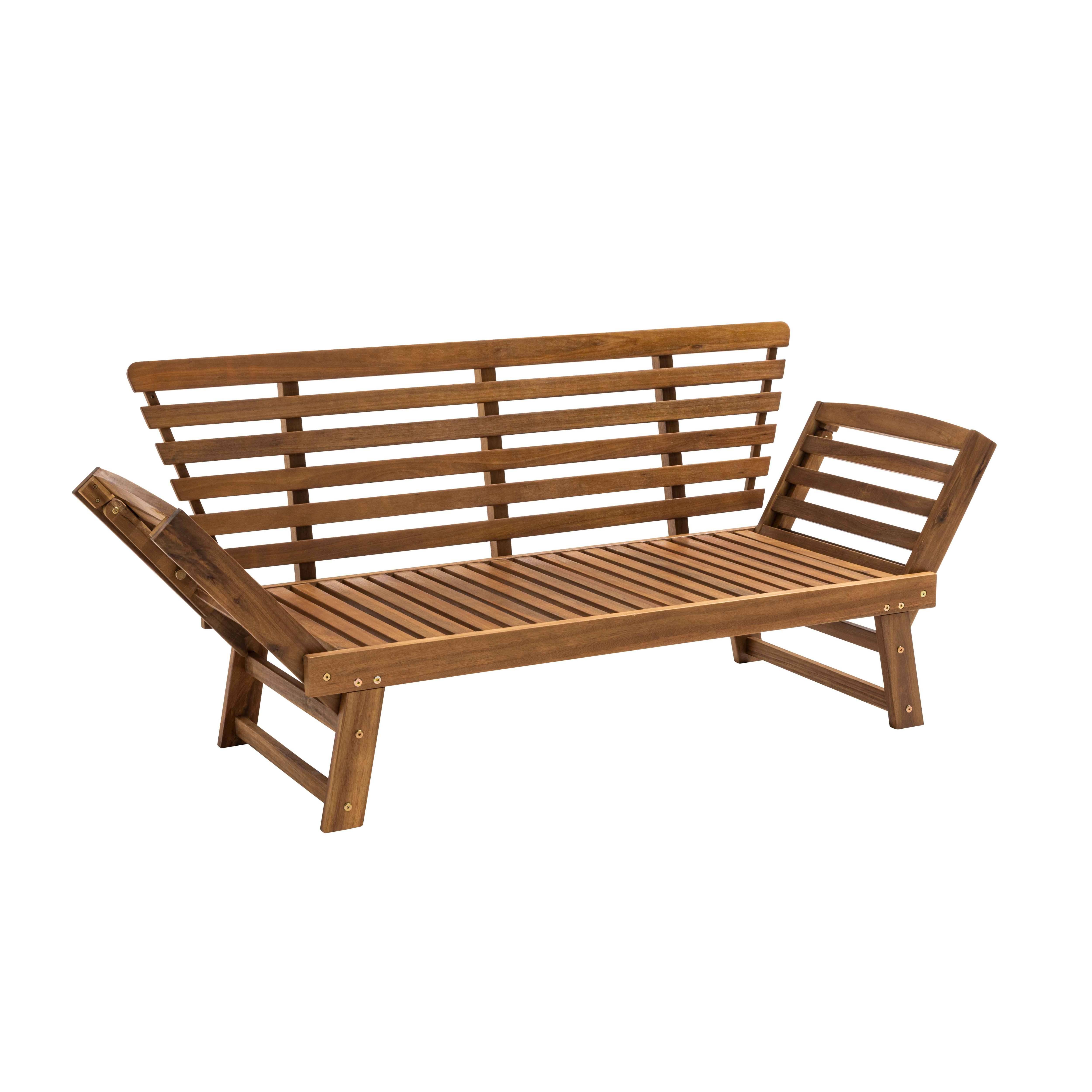 Oviala - Canapé de jardin relax en bois d'acacia écru Belize - Oviala - Imagen 6
