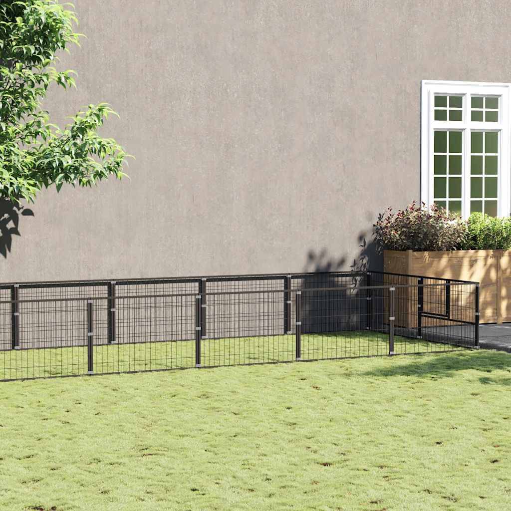 Vidaxl - Chenil Noir 18 m² Acier vidaXL 3082116 - Imagen 1