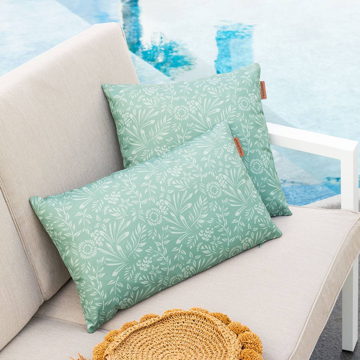 Hesperide - Coussin déco d'extérieur "Adiya" vert jade 50x30cm en polyester Hespéride - Imagen 4