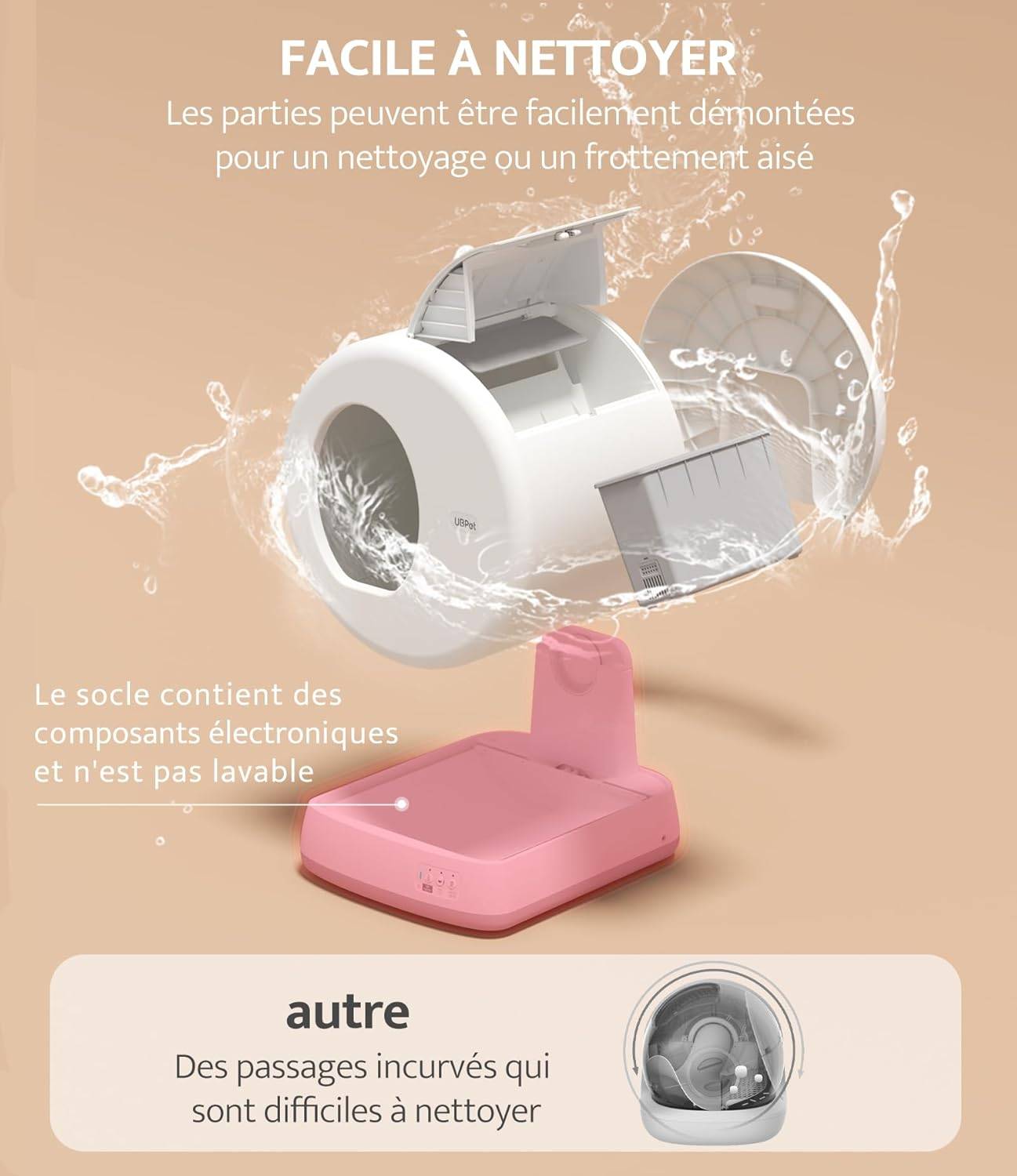 Ubpet - UBPet C10PRO Litière Chat Autonettoyante avec Caméra, 10 Capteurs, Anti-Odeurs, Contrôle APP, Entrée Basse, Bac à Litière Électrique - Image 6
