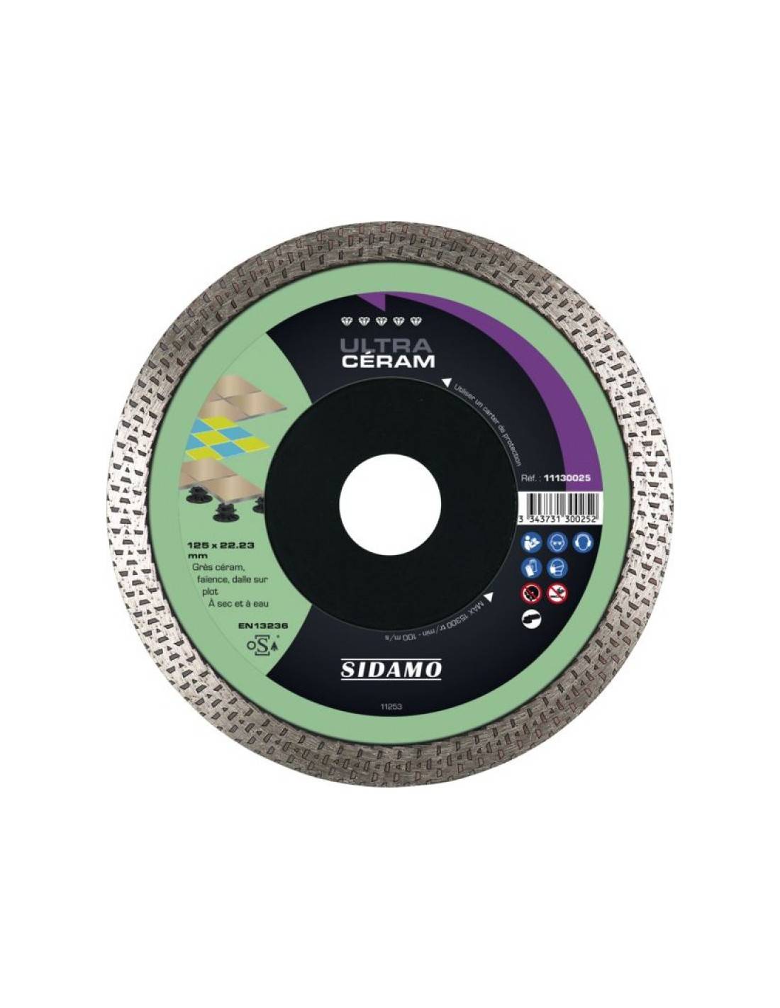 Disque Diamant Ultra Céram Sidamo 125 Mm – Coupe Grès Cérame & Faïence Sèche Ou Eau