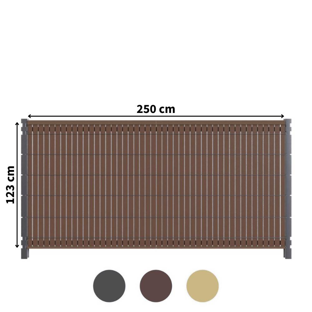Kit Occultation Composite - L2,5 x H1,23m - Couleur : Brun - Haute Resistance - Occultant Pour Grillage Rigide - Image 1