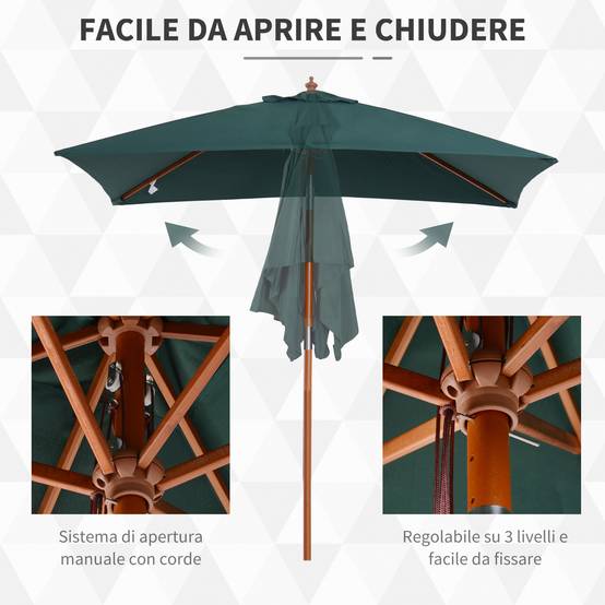 ComfortXL - Parasol Rectangulaire en Bambou pour Balcon Tête Inclinable 2x1.5m Vert - ComfortXL Outdoor Living - Image 8
