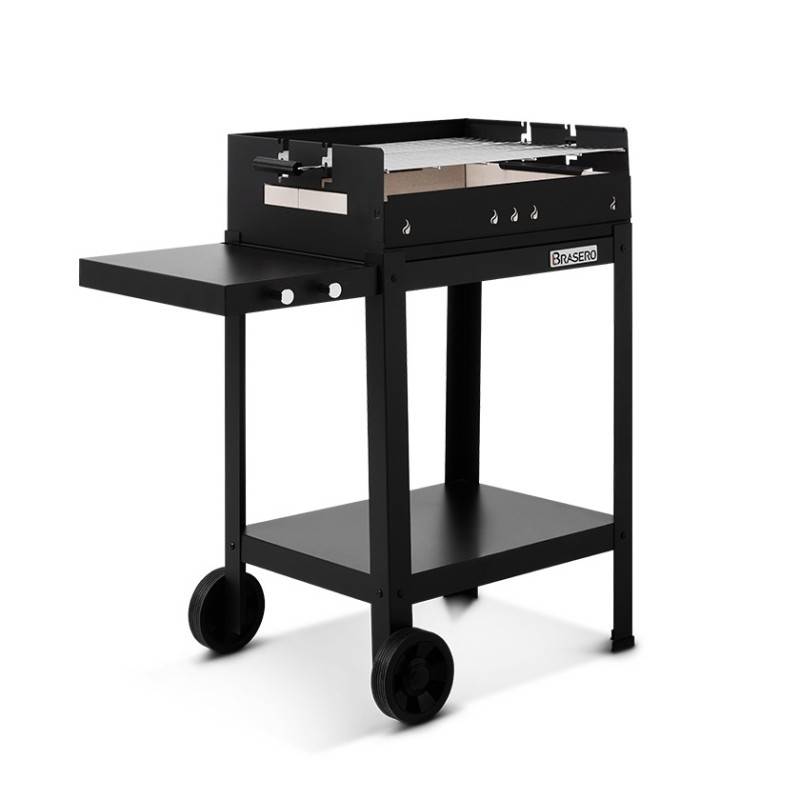 Brasero - Barbecue charbon Vigo - BRASERO - Grille 59 x 45 cm réglable en hauteur - Chariot équipé, tablette latérale & inférieure - Imagen 10