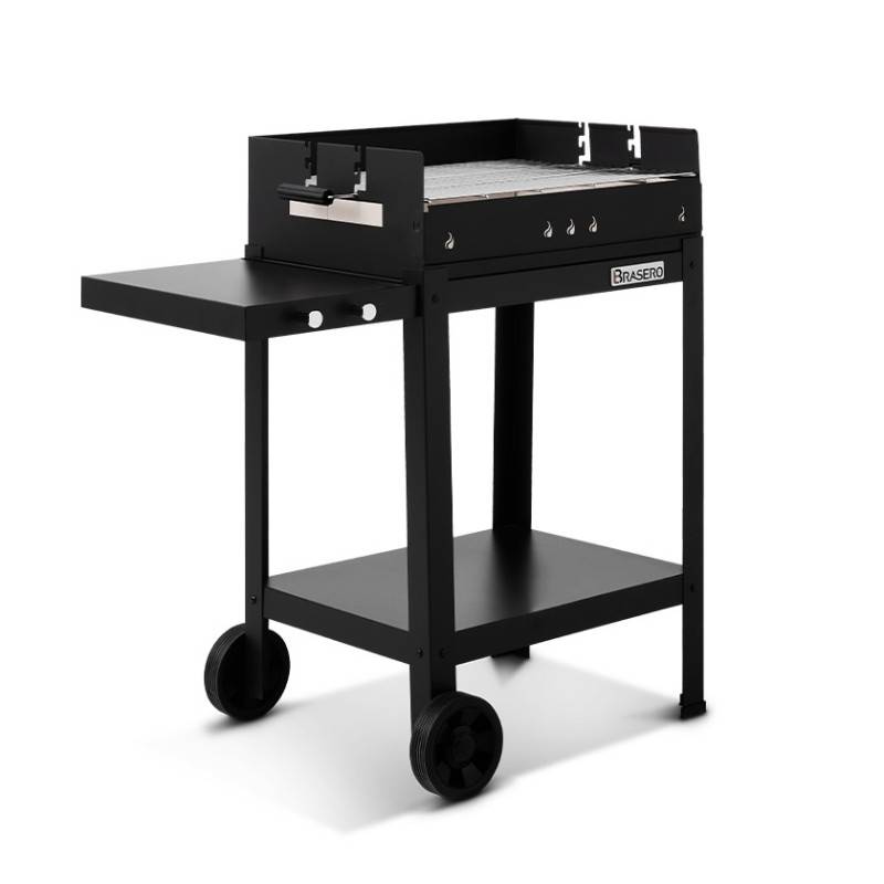 Brasero - Barbecue charbon Vigo - BRASERO - Grille 59 x 45 cm réglable en hauteur - Chariot équipé, tablette latérale & inférieure - Imagen 1