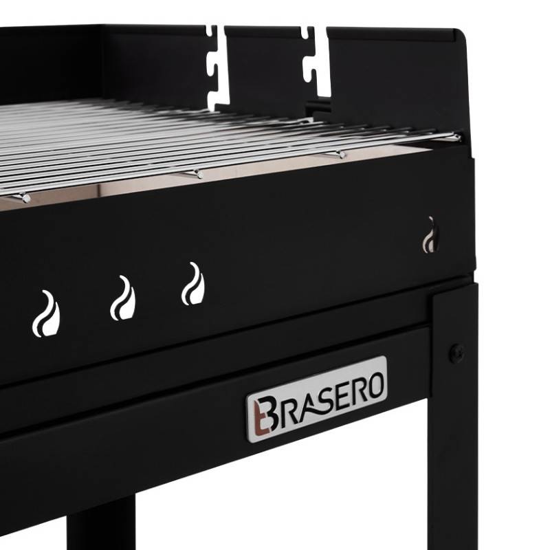 Brasero - Barbecue charbon Vigo - BRASERO - Grille 59 x 45 cm réglable en hauteur - Chariot équipé, tablette latérale & inférieure - Imagen 8