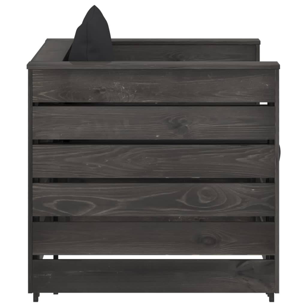 Helloshop26 - Salon de jardin meuble d'extérieur ensemble de mobilier 2 pièces avec coussins bois imprégné de gris - Imagen 5