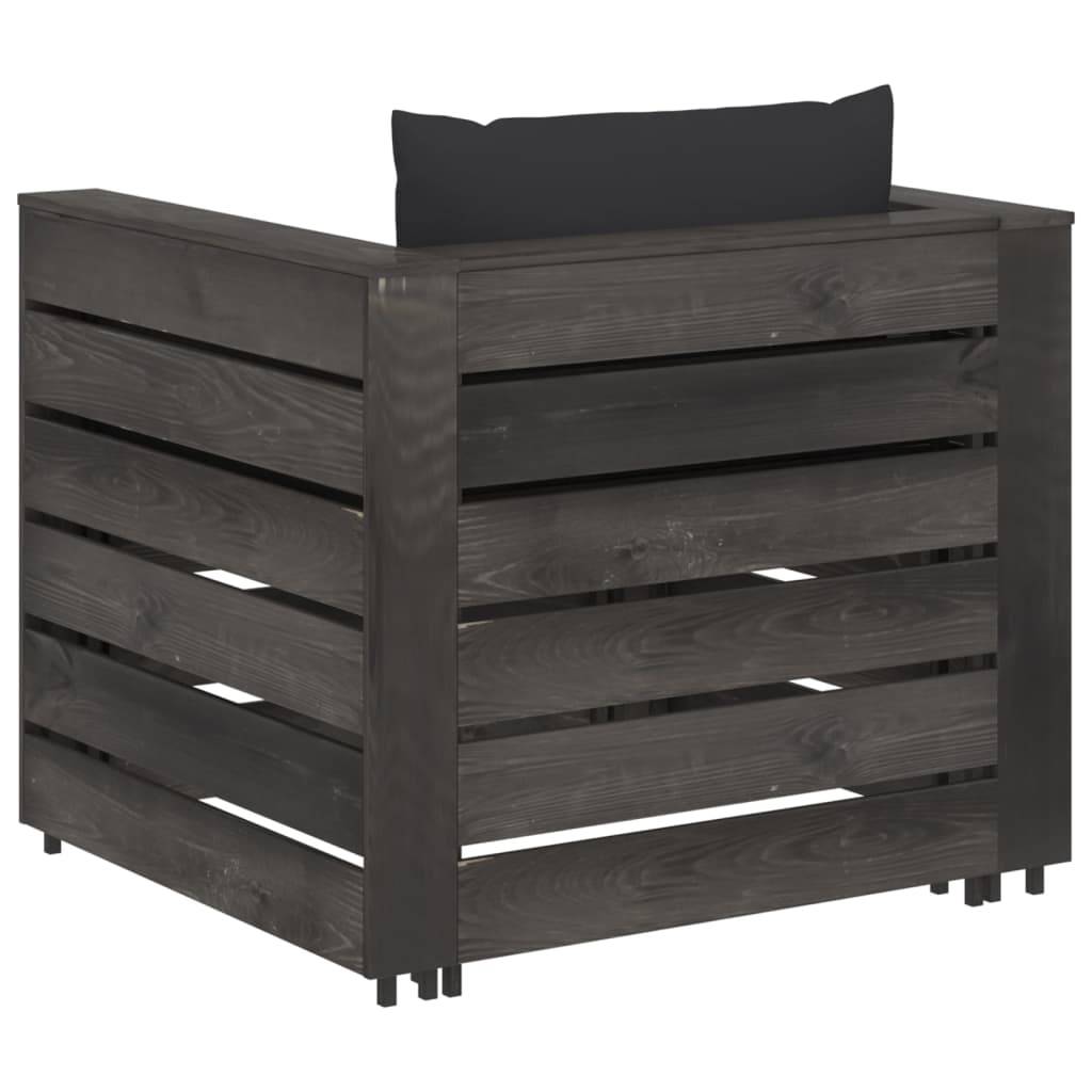 Helloshop26 - Salon de jardin meuble d'extérieur ensemble de mobilier 2 pièces avec coussins bois imprégné de gris - Imagen 3