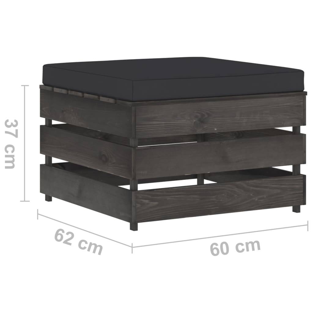 Helloshop26 - Salon de jardin meuble d'extérieur ensemble de mobilier 2 pièces avec coussins bois imprégné de gris - Imagen 7