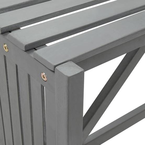 Banc de jardin meuble de patio d'extérieur terrasse d'angle de jardin et jardinière 117 cm bois d'acacia gris - Image 6