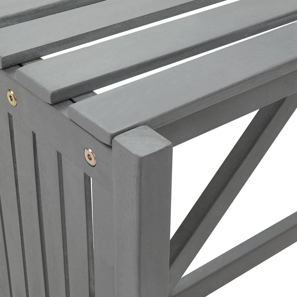 Banc de jardin meuble de patio d'extérieur terrasse d'angle de jardin et jardinière 117 cm bois d'acacia gris - Image 6