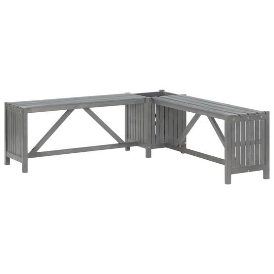 Banc de jardin meuble de patio d'extérieur terrasse d'angle de jardin et jardinière 117 cm bois d'acacia gris - Image 1