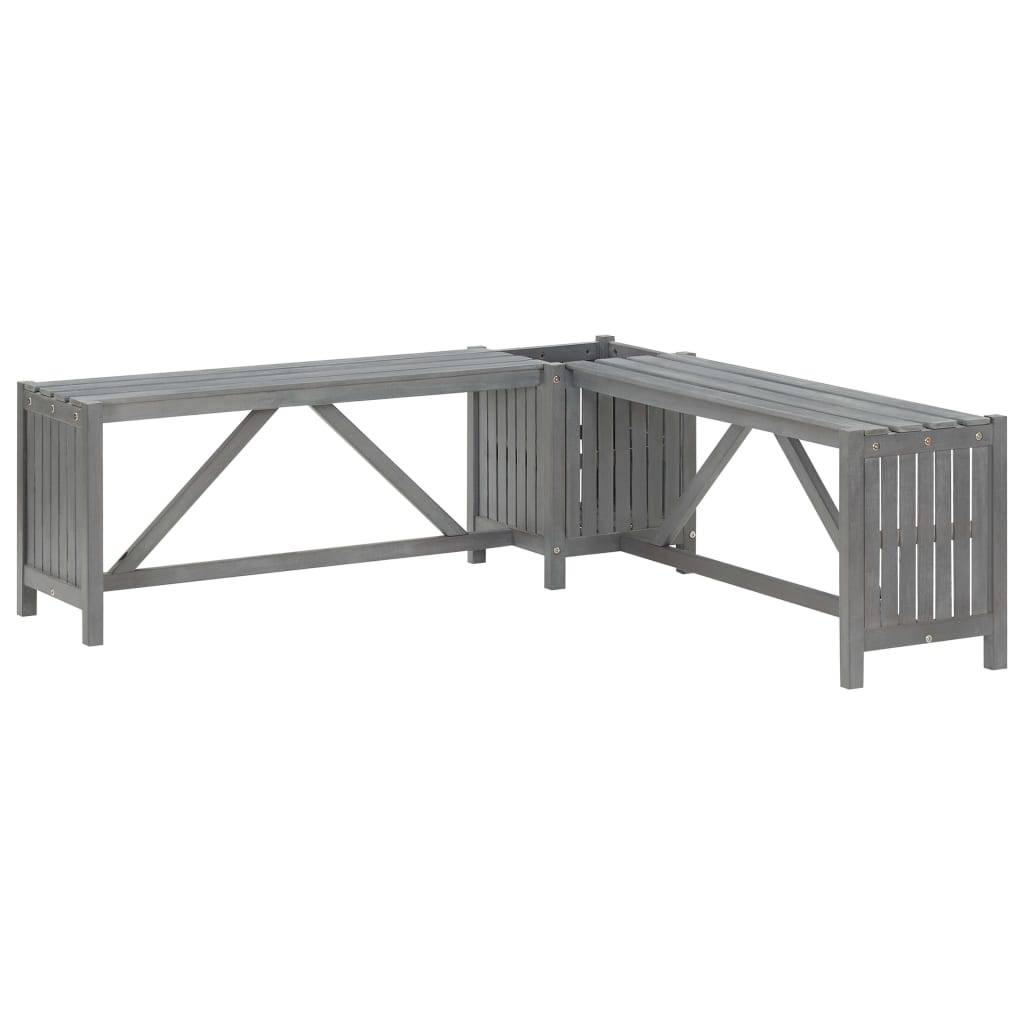 Banc de jardin meuble de patio d'extérieur terrasse d'angle de jardin et jardinière 117 cm bois d'acacia gris - Image 1
