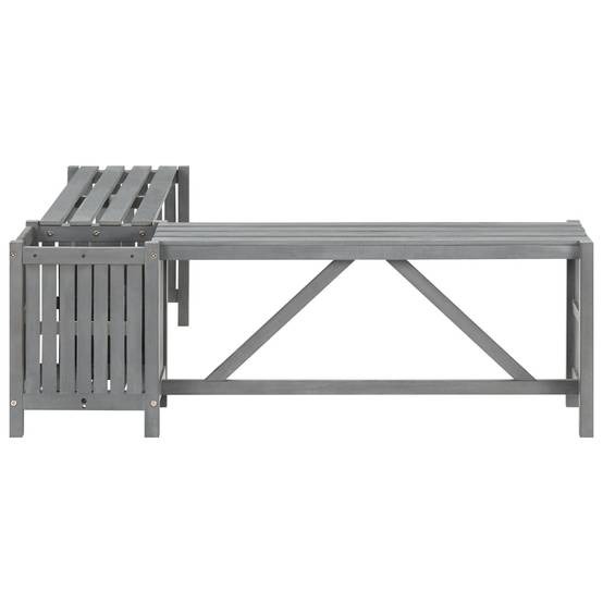 Banc de jardin meuble de patio d'extérieur terrasse d'angle de jardin et jardinière 117 cm bois d'acacia gris - Image 3
