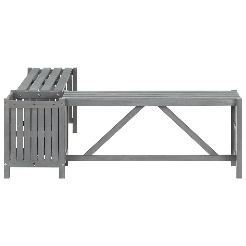 Banc de jardin meuble de patio d'extérieur terrasse d'angle de jardin et jardinière 117 cm bois d'acacia gris - Image 3