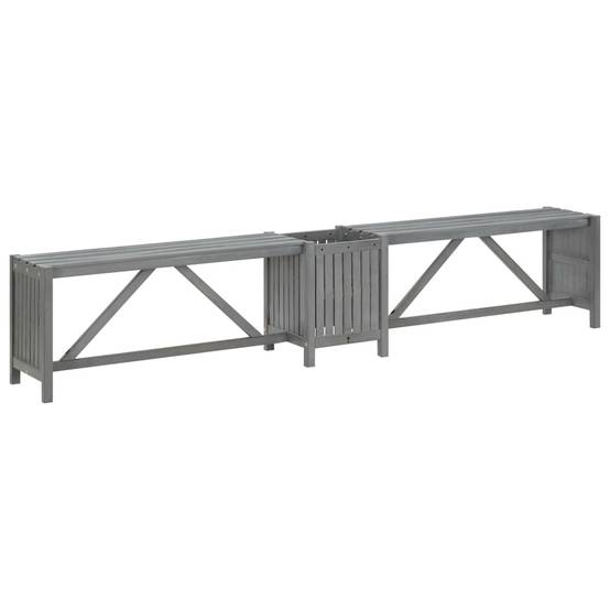 Banc de jardin meuble de patio d'extérieur terrasse d'angle de jardin et jardinière 117 cm bois d'acacia gris - Image 4