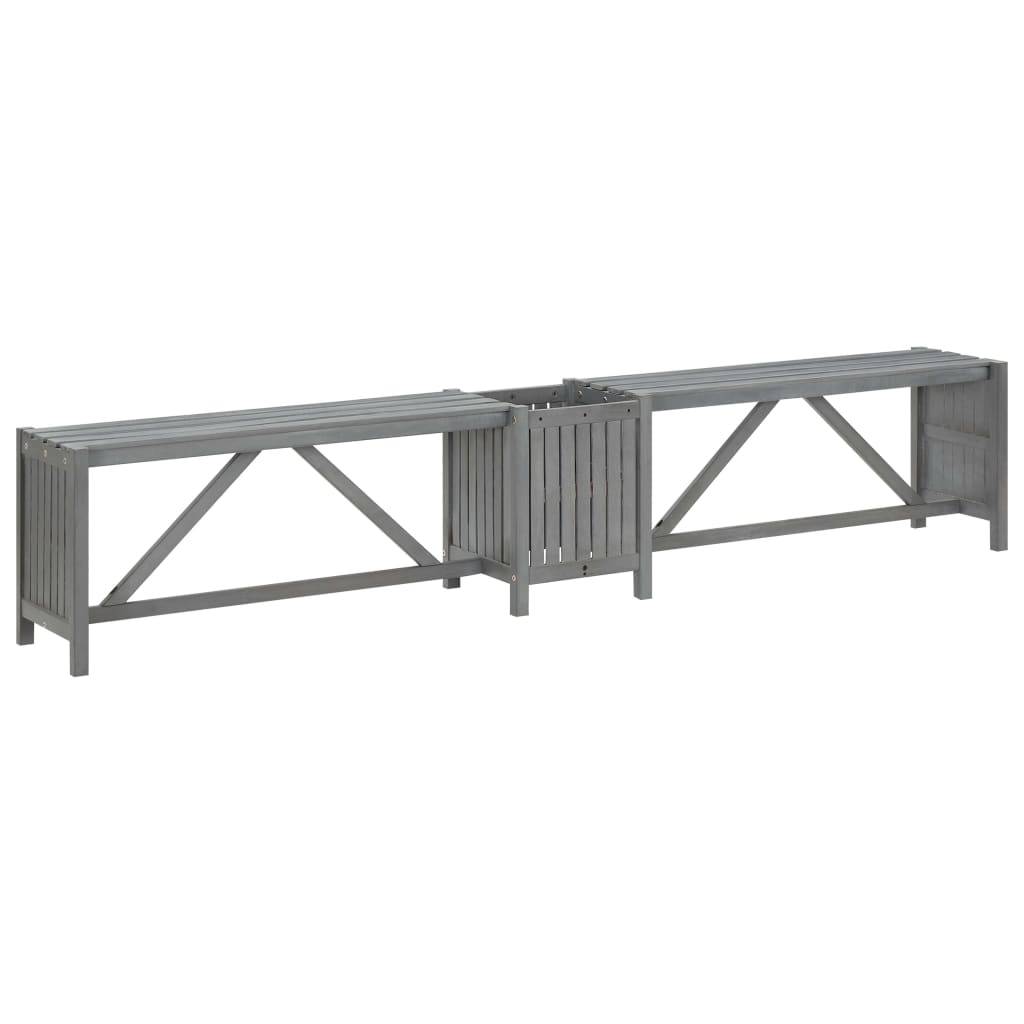 Banc de jardin meuble de patio d'extérieur terrasse d'angle de jardin et jardinière 117 cm bois d'acacia gris - Image 4